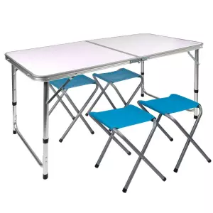 Mesa Plegable Aktive con 4 Taburetes Mobiliario Compacto y Resistente