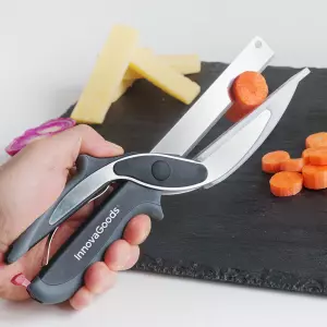Cuchillo-Tijera Multifunción Scible InnovaGoods con Mini Tabla de Cortar