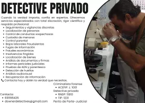 Detective. Criminalista Forense. Perito.
