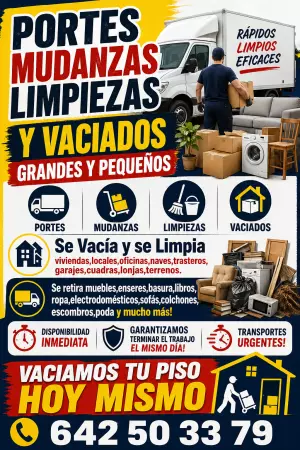 Portes mudanzas limpiezas y vaciados
