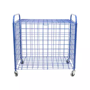 CARRO PORTABALONES ACERO PLEGABLE CON RUEDAS Y TAPA 910 X 610 X 920 MM