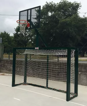 JUEGO PORTERIAS F.SALA/BALONMANO - CANASTA BASKET GRIS/VERDE