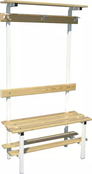BANCO VESTUARIO SENCILLO CON ZAPATILLERO,PERCHA Y ESTANTE SUPERIOR 1,5MT