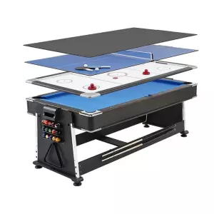 Multijuego giratorio 4 en 1 Olimpus – Tapete Azul (Billar, Air Hockey – Ping-Pong, Mesa comedor)