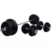 Juego de Pesas con Mancuernas y Barra Pesos Ajustables 2en1 con Discos para Culturismo Entrenamiento Fitness en Hogar Gimnasio NegroPREGUNTAR STOCK