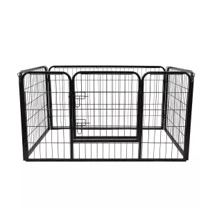 Jaula de Macotas Valla Parque para Perro Gato con Puerta Doble Seguro Tubo Rectangular Hierro 125x80x70 cm Negro