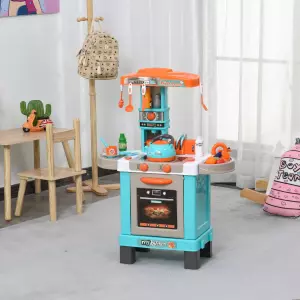 Set de Juguetes de Cocina para Niños Mayores de 3 Años Juegos de Rol Luces y Sonidos Educativo con 33 Accesorios 64x29x87cm Azul