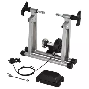 Rodillo Entrenamiento Bicicleta 5 Niveles de Resistencia por Cable Cicloentrenador Acero Bici 54,5 x 47,2 x 39,1cm Color Plata/NEGRO