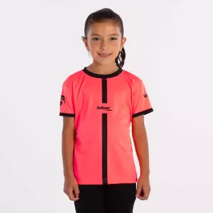 CAMISETA SOFTEE TIPEX NIÑA  - 12 AÑOS, CORAL FLUOR/NEGRO