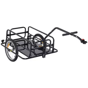 Remolque de Carga para Bicicleta Plegable con 2 Ruedas Reflectores Seguros Carga 40 kg 155x71,5x77 cm Negro