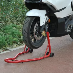 Caballete Elevador Universal tipo Soporte Delantero de Moto Portátil y Móvil – Color Rojo – Acero – 80 x 50 x 40cm