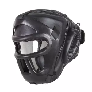 Casco máscara extraible con protección superior. Negro