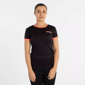 CAMISETA SOFTEE GALAXY MUJER - S, NEGRO/CORAL FLUOR