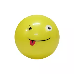 PELOTA PVC CARA DIVERTIDA - AMARILLO, 100MM