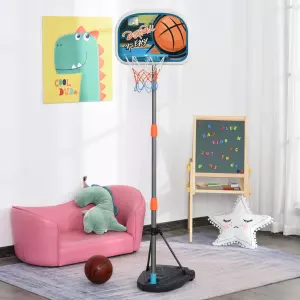 Canasta de Baloncesto para Niños Aro Baloncesto con Soporte Altura Ajustable y Base Rellenable Incluida Interior y Exterior 32x65x126-158 cm
