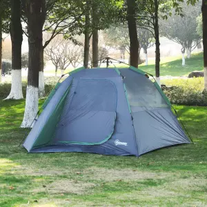 Tienda de Campaña para 3-4 Personas Fácil de Desplegar Diseño 2 en 1 Pop-up con Gancho para Luz de Camping 270x250x160cm Verde