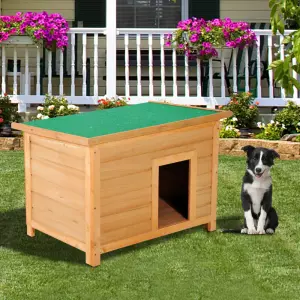 Caseta para Perro/GATOS 85x58x58 cm Madera Impermeable con Tejado Verde Abatible y 4 Pies Antideslizantes