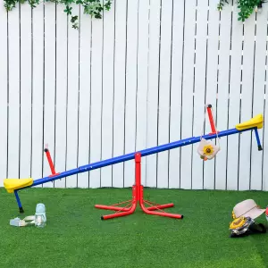 Balancín Giratorio 360 Grados para Niños +3 Años con Base de 4 Varillas Postes de Tope y Asas Fáciles de Agarrar Patio Jardín 182x77x43 cm Multicolor