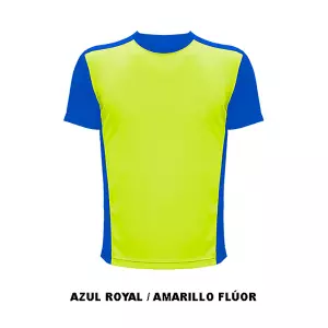 CAMISETA TECNICA ACTIVE UNISEX ADULTO  - ROYAL/AMARILLO FLUOR, S