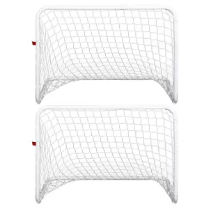 Set de 2 Porterías de Fútbol con Red y Balón para Niños y Adultos Juguete Deportivo para Exterior Jardín 78x46x56 cm Blanco