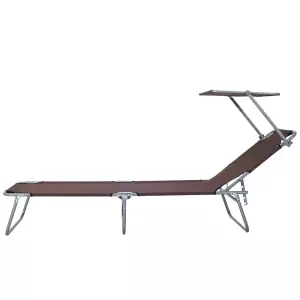 Tumbona Plegable Marron Oxford Hierro 187x58x27cm