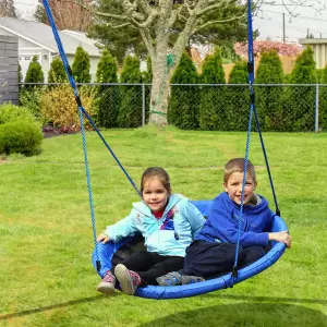 Columpio Nido Infantil Jardín Asiento Cómodo y Desmontable Carga hasta 100kg Gran Tamaño ?100x180cm Azul y Negro