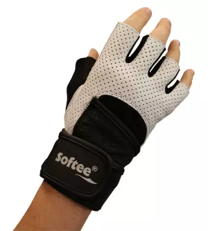 PAR DE GUANTES FITNESS SOFTEE CX3 - XL, BLANCO/NEGRO