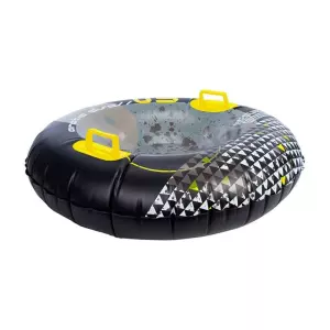 Trineo Inflable Arctic Disc 90 cm - Tubo de Nieve Reforzado - Soporta 80 kg - Diseño Negro/Amarillo
