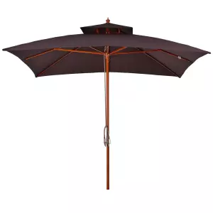 Sombrilla de Jardín 3x3x3 m con Doble Techo Sistema de Polea Impermeable para Terraza Balcón Exterior Marrón