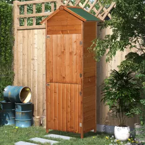 Caseta Herramientas 79x49x190 cm Cobertizo Madera Maciza Gabinete Jardín Terraza