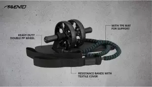 Avento Ab Roller Pro - Rueda Abdominal Doble con Bandas de Resistencia y Esterilla para Rodillas - Set de Entrenamiento Core