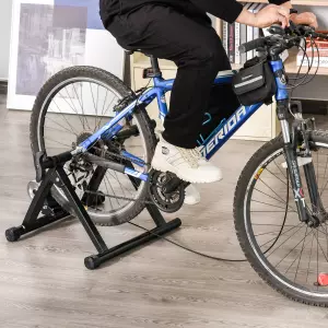 Entrenador de Bicicleta Ejercicio Plegable con Resistencia de 8 Niveles Acero 120kg Negro