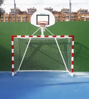 Juego de porterías de balonmano con canasta de baloncesto