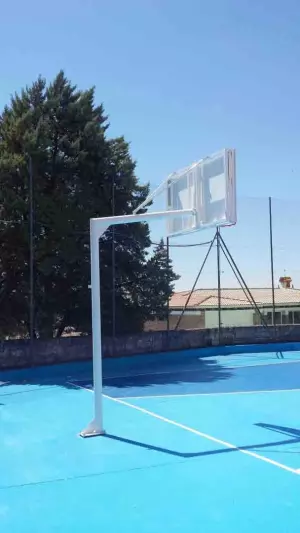 JUEGO CANASTAS BALONCESTO MONOTUBO NEW TUBO 114 MM FIJAS -SIN TABLERO, ARO- CON BASE DE ANCLAJE