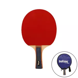 RAQUETA TENIS DE MESA SOFTEE 'P100'  NARANJA/NEGRO TRES ESTRELLAS