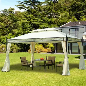 Pérgola tipo Cenador para Jardín o Terraza Color Blanco Acero y Poliéster 3x4m
