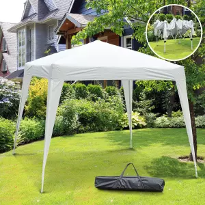 Carpa Cenador Plegable 3x3 m para Exterior para Jardín Camping Fiesta Tienda Eventos - Acero y Oxford - Blanco