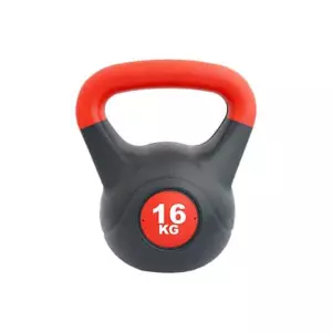 KETTLEBELL PVC - 16 KG, ROJO/NEGRO,PESA RUSA