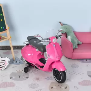 Moto Eléctrica VESPA +3 Años con Faros Música 2 Ruedas Auxiliares 108x49x75 cm Rosa,blanco, rojo