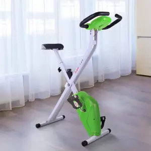 Bicicleta Estática Plegable con Asiento Ajustable Pantalla LCD 83x43x110 cm Verde