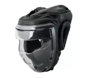 CASCO NEGRO CON PANTALLA JUSPORTS BOXEO KARATE
