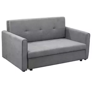 Sofá Cama de 3 Plazas Tapizado de Franela con Respaldo Ajustable Sofá Moderno para Salón Oficina 181x92x84cm Gris