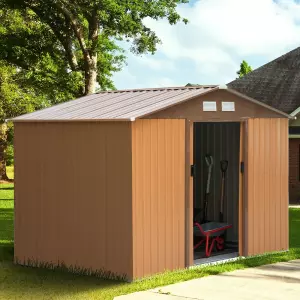 Caseta de Jardín tipo Cobertizo Metálico para Almacenamiento de Herramientas 277x195x192 cm Ocre Oscuro