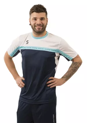 CAMISETA PADEL SOFTEE CLUB NIÑO - 8/10, MARINO/BLANCO/CELESTE#
