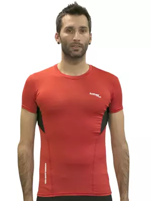 CAMISETA RUNNING ELEMENT SOFTEE FITNESS NIÑO - ROJO/NEGRO, 10 AÑOS#