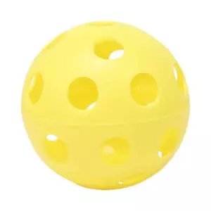 PELOTA HOCKEY/FLOORBALL CON AGUJEROS 100 MM - BLANCO/AMARILLO, 100MM LOTE 5 UNIDADES
