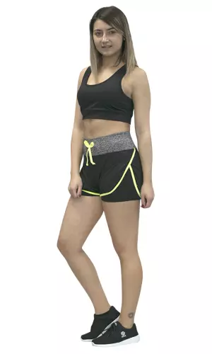 SHORT SOFTEE FIT PARIS - XS, NEGRO/AMARILLO FLUOR