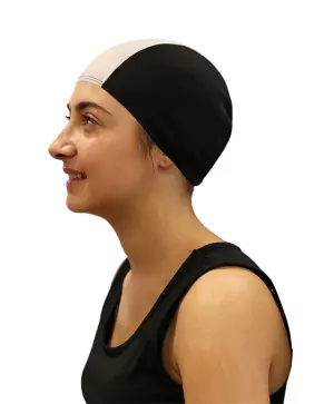 GORRO NATACION POLIESTER SOFTEE JUNIOR - JUNIOR, NEGRO/BLANCO