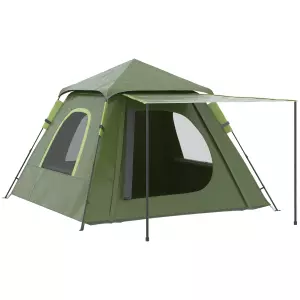 Tienda de Camping Pop-up para 2-3 Personas Impermeable 2000 mm con Bolsa de Trasporte 210x210x150 cm Verde/PLATA