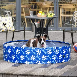 Piscina Plegable para Perros Diámetro Ø140 cm Bañera de Mascotas Portátil de PVC con Fondo Antideslizante para Interiores y Exteriores Azul